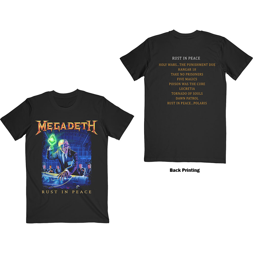 MEGADETH: Rust In Peace Track List (Back Print) T-shirt (black)