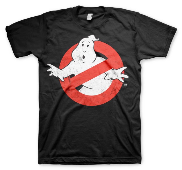 GHOSTBUSTERS: Ghostbusters Distressed Logo T-shirt (Black)