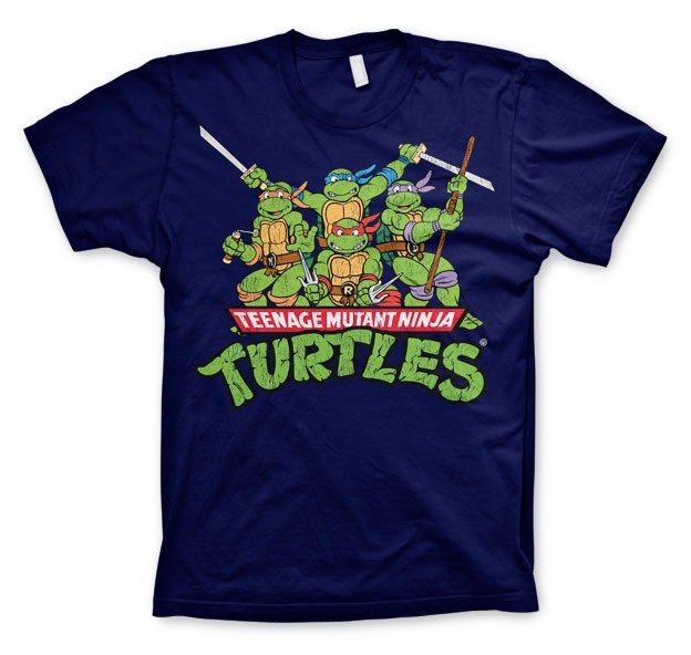 TEENAGE MUTANT NINJA TURTLES: Distressed Group T-Shirt (Navy)