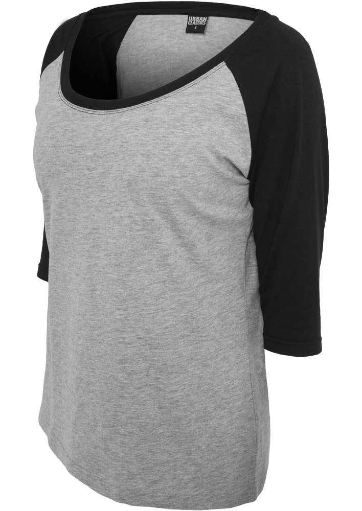 URBAN CLASSICS: Ladies 3/4 Contrast Raglan Tee (grey/black)