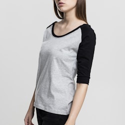 URBAN CLASSICS: Ladies 3/4 Contrast Raglan Tee (grey/black)