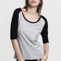 URBAN CLASSICS: Ladies 3/4 Contrast Raglan Tee (grey/black)