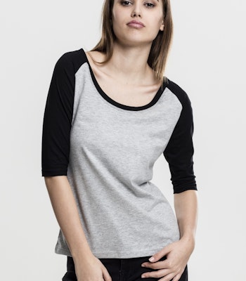 URBAN CLASSICS: Ladies 3/4 Contrast Raglan Tee (grey/black)