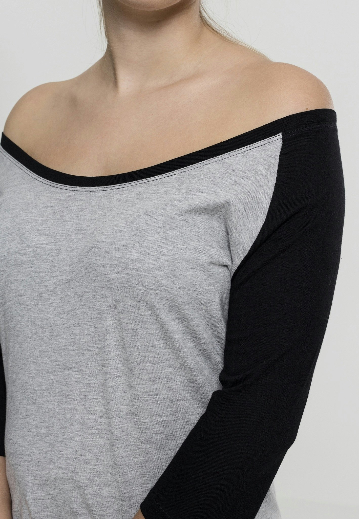 URBAN CLASSICS: Ladies 3/4 Contrast Raglan Tee (grey/black)