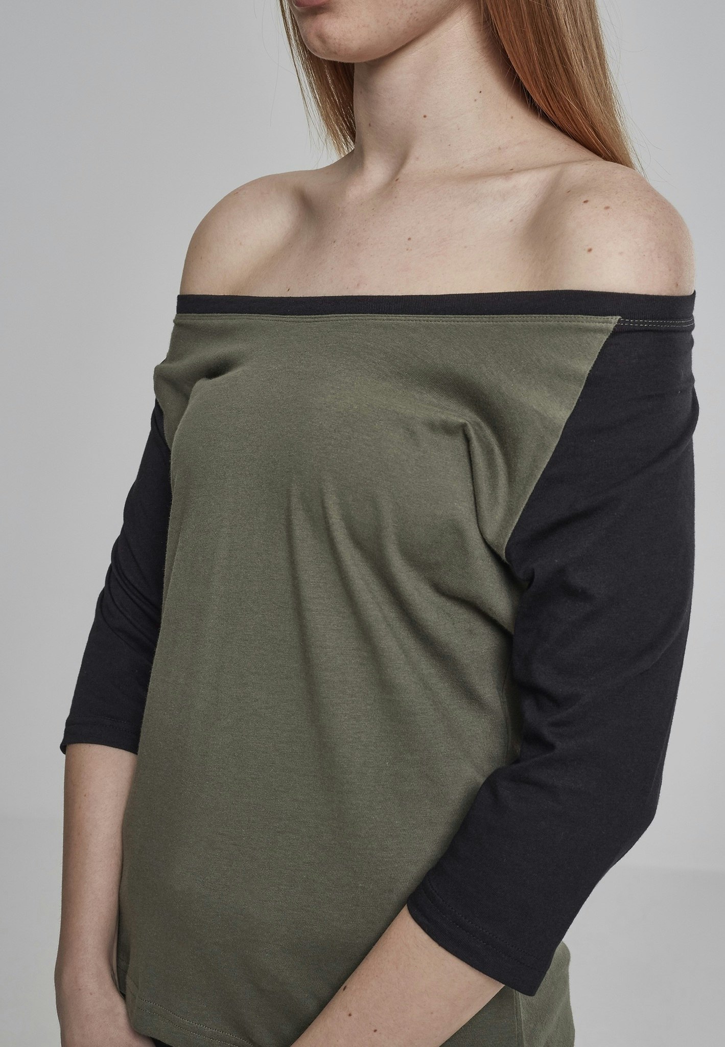 URBAN CLASSICS: Ladies 3/4 Contrast Raglan Tee (olive/black)