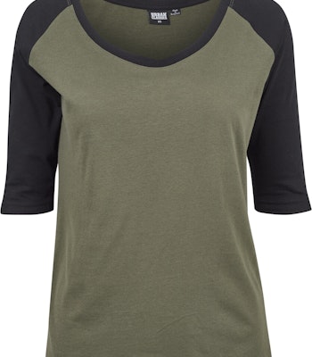 URBAN CLASSICS: Ladies 3/4 Contrast Raglan Tee (olive/black)