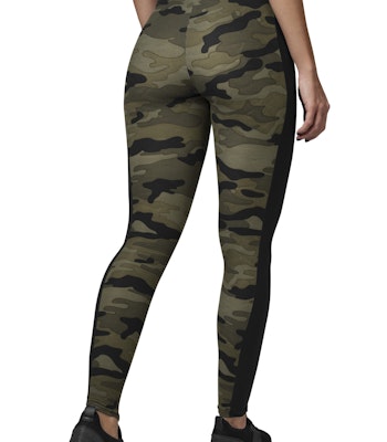 URBAN CLASSICS: Camo Stripe Leggings (wood camo/black)