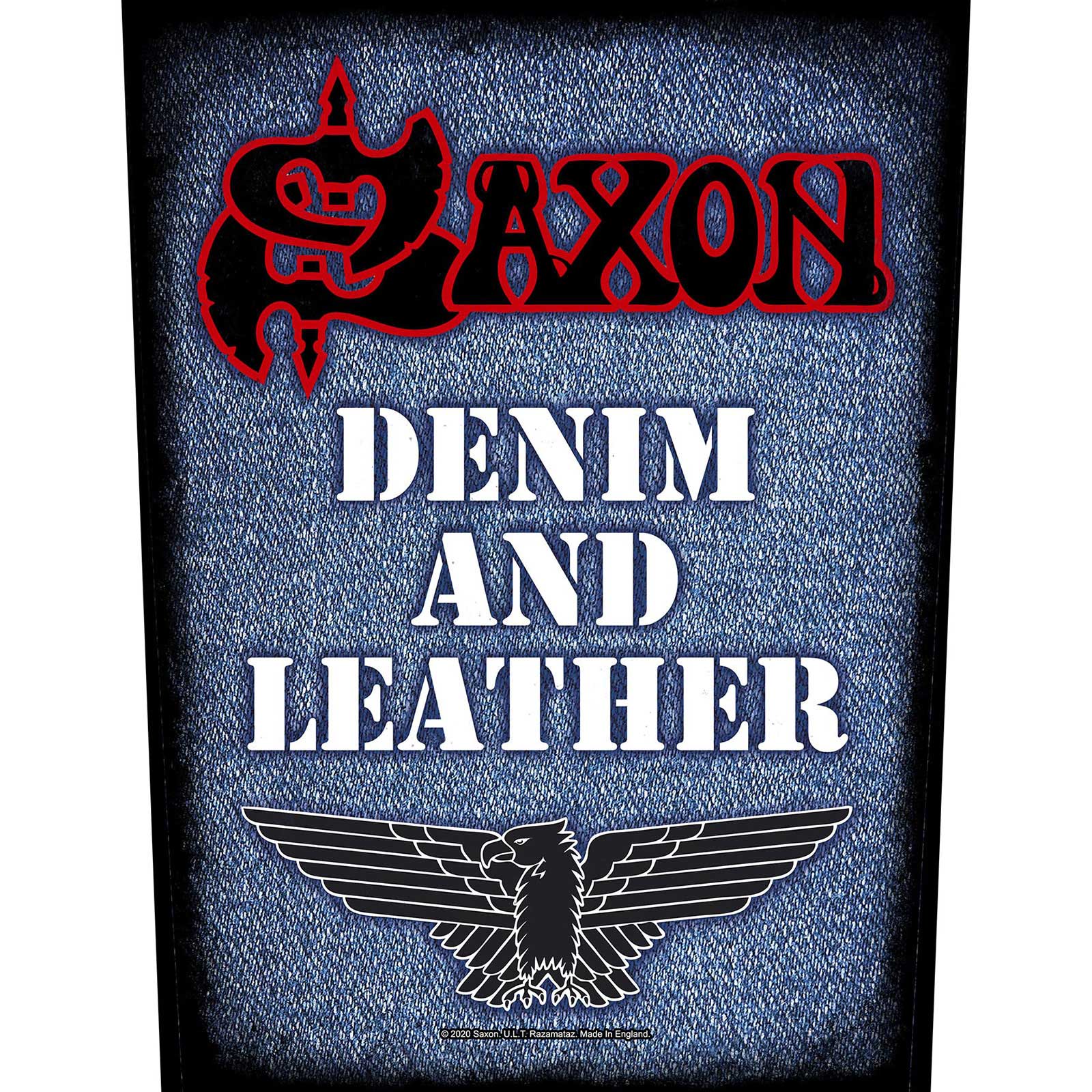 SAXON: Denim And Leather Back Patch (ryggmärke)