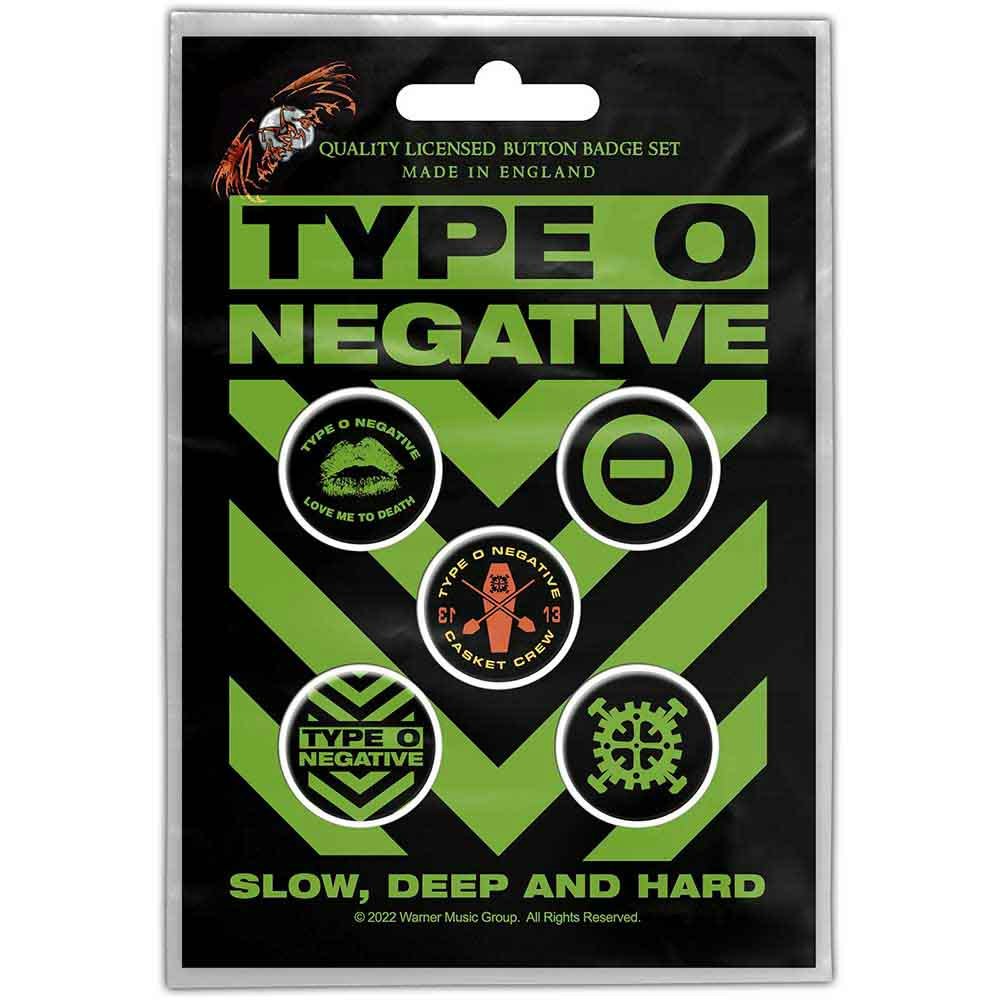 TYPE O’NEGATIVE: Slow, Deep & Hard Button Badge Pack