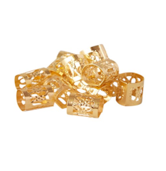 🎀 Metal Beads Gold – Guldfärgade metallpärlor för hår och flätor