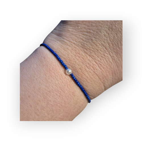 Armband blå med pärla