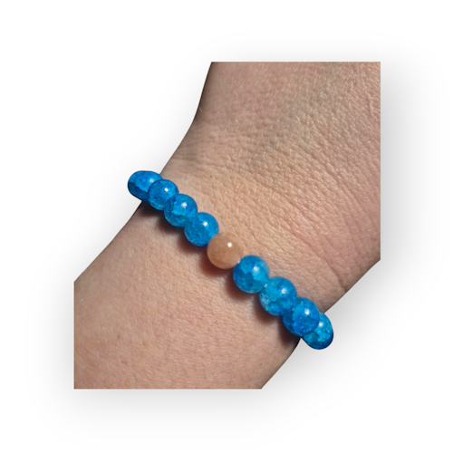 Armband havsblå med pärla