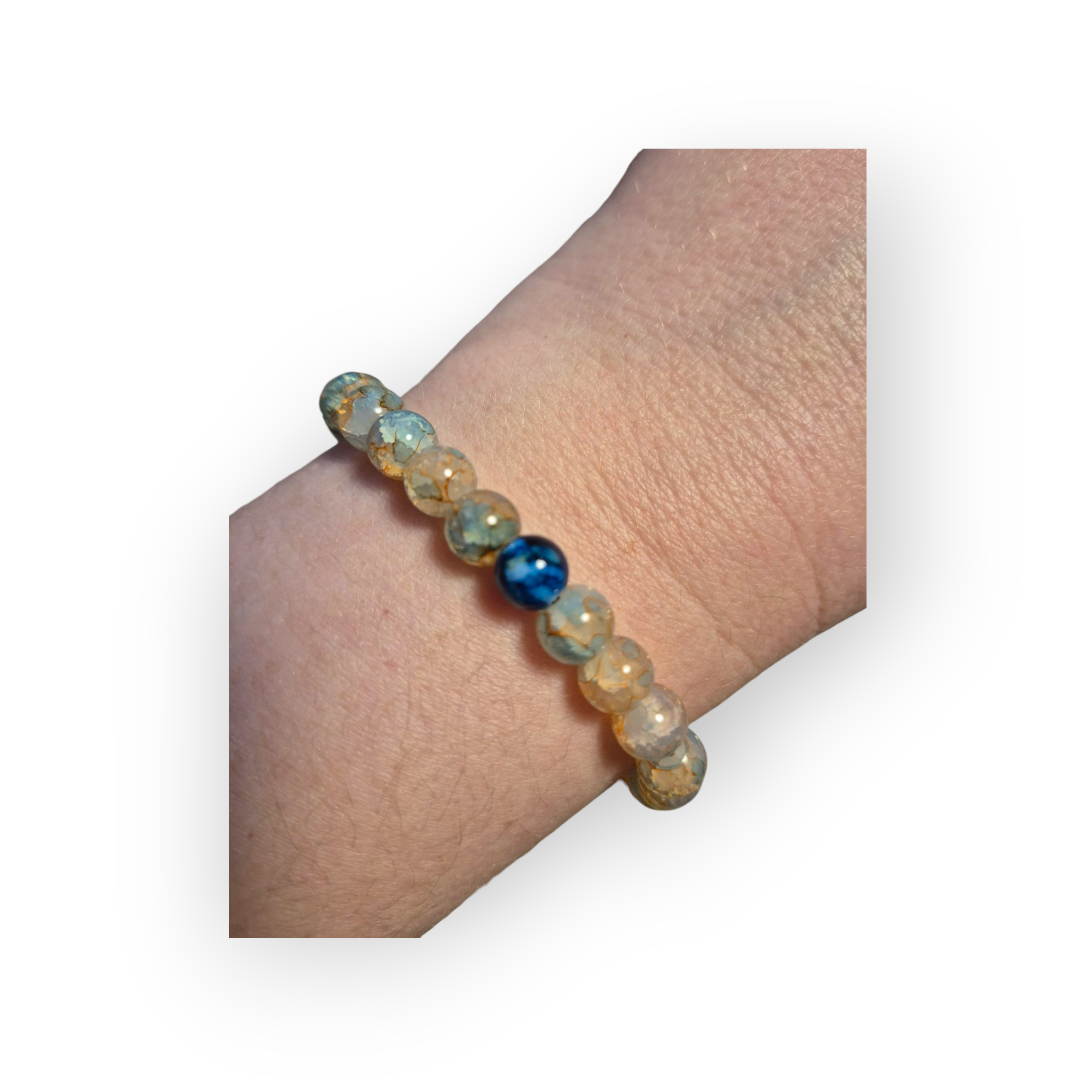 Armband rosa/blå med blå pärla