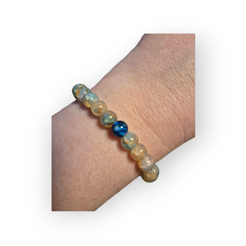 Armband rosa/blå med blå pärla