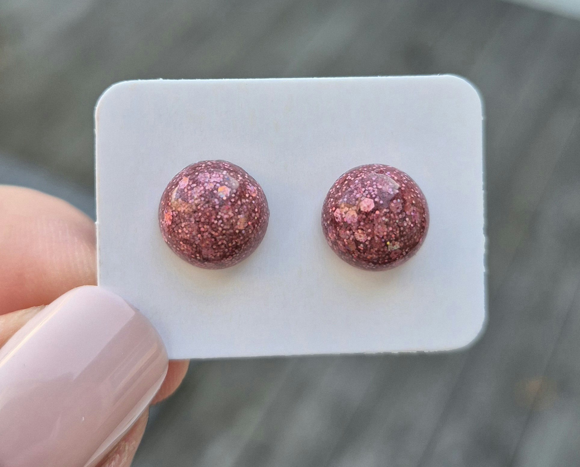 Örhängen Studs Glitter rosa