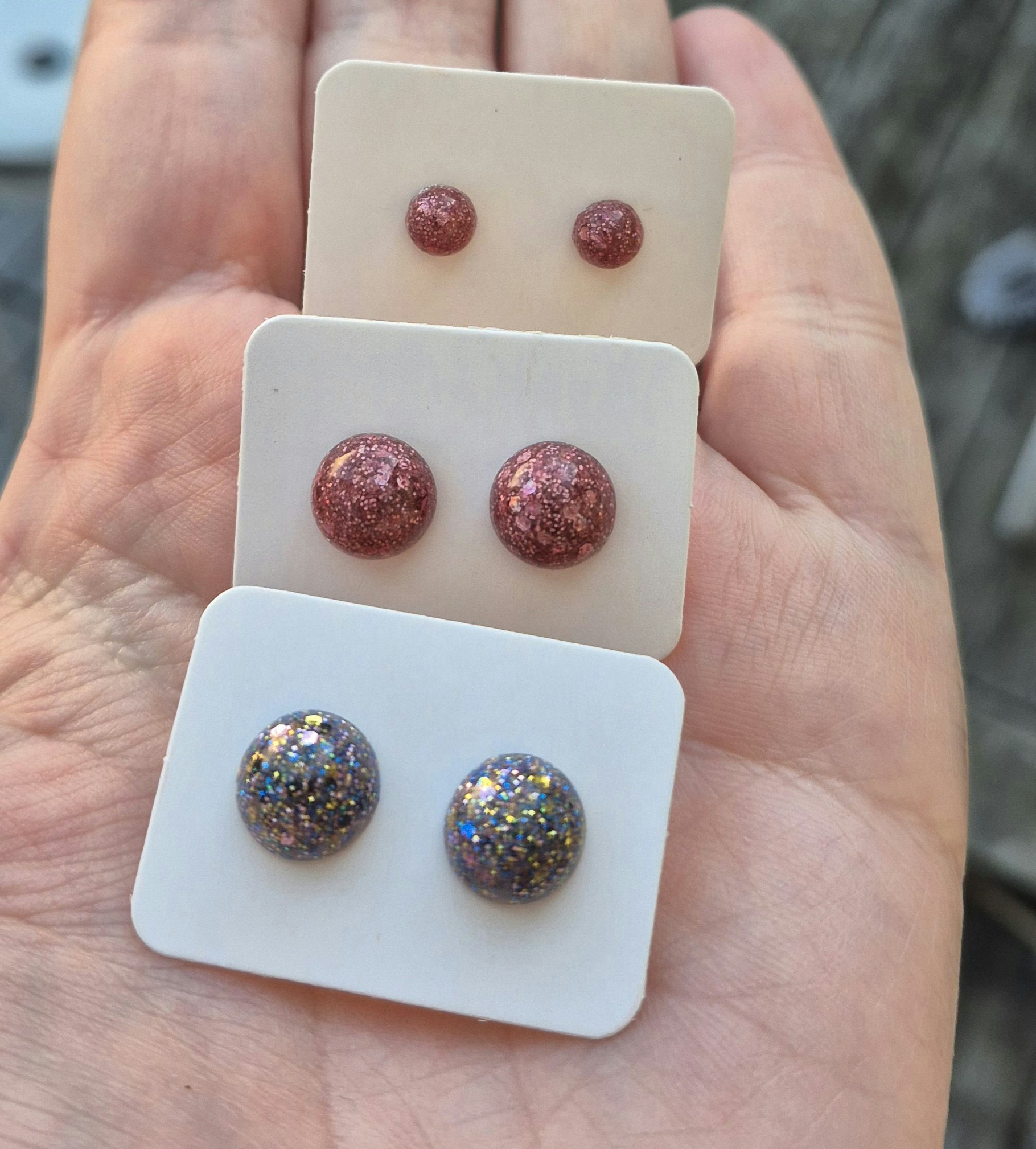 Örhängen Studs Glitter rosa