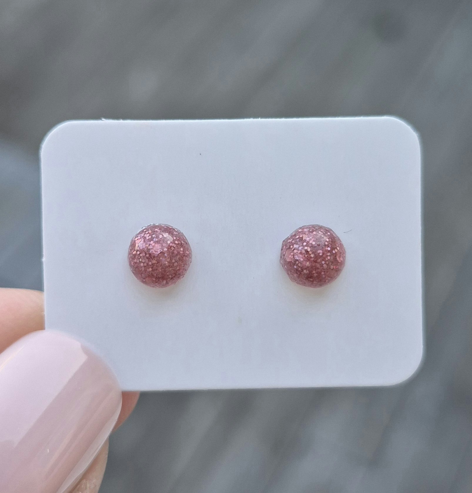 Örhänge Studs Mini glitter rosa