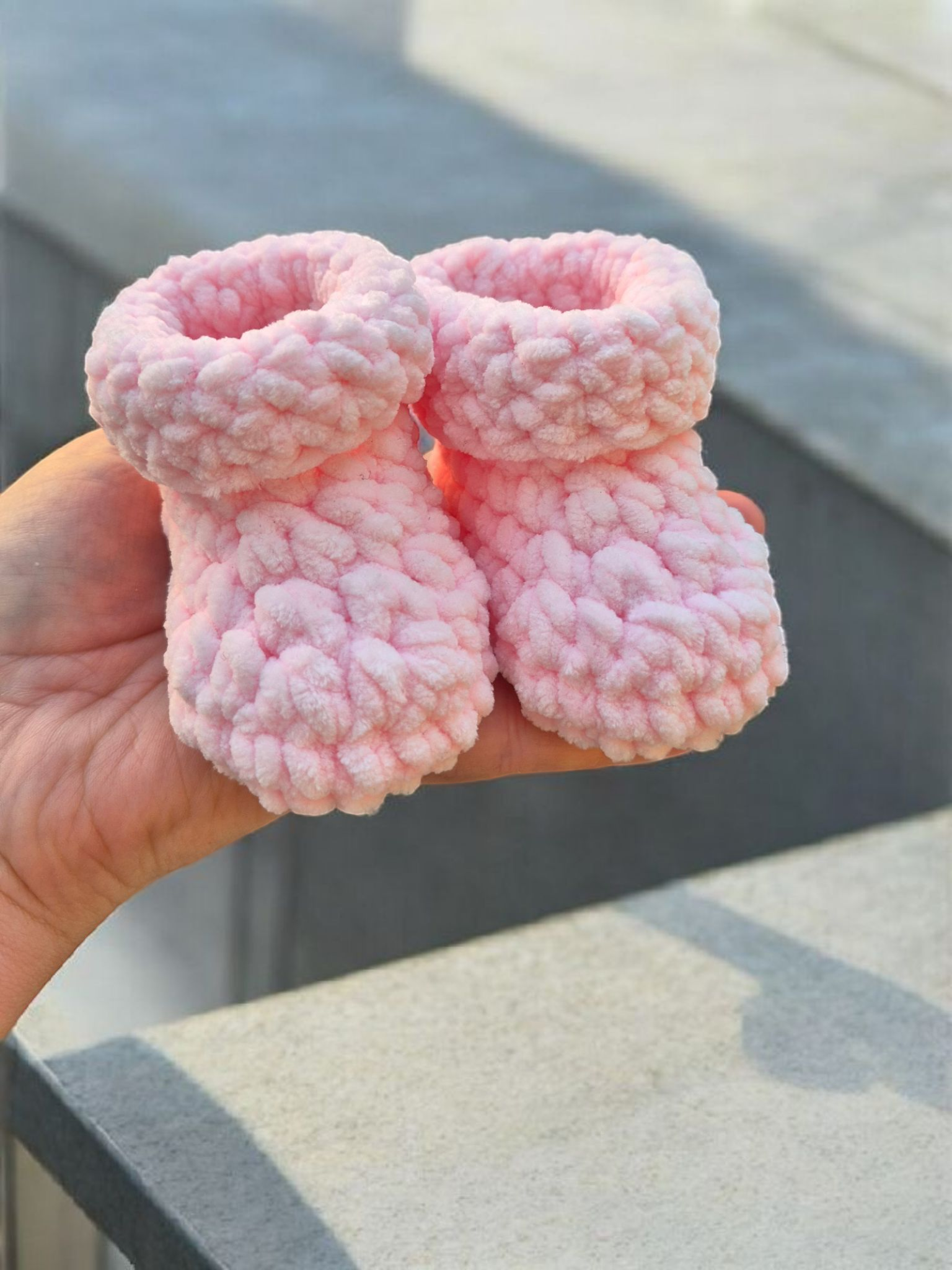 Virkade babykängor ljusrosa