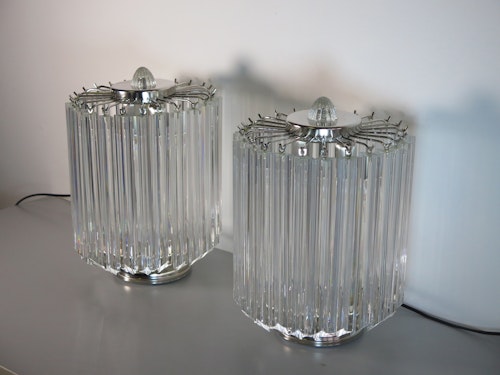 Ett par klarglas Bordslampa - Venini Style