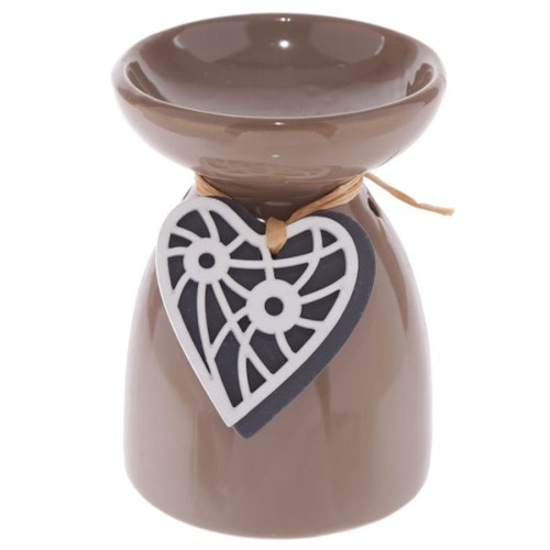 Trähjärta Keramik Eden Aromalampa Beige