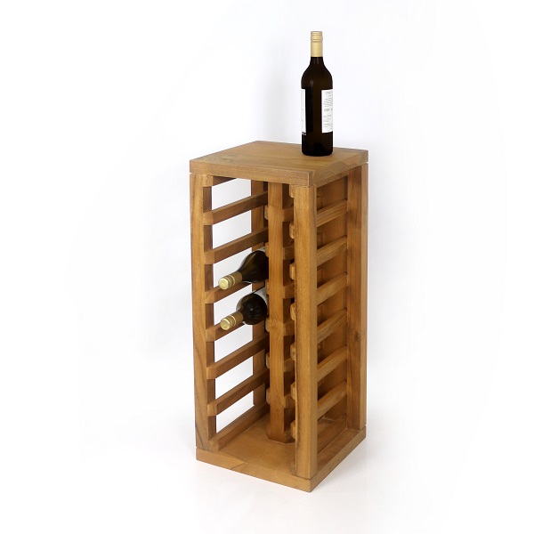 Vinställ golvmodell av trä med 14 flaskor