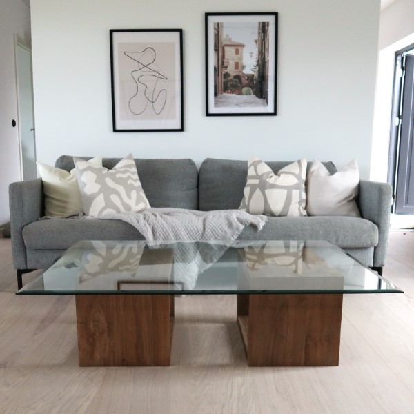 Soffbord trä med glas - Rektangulärt soffbord för vardagsrum 4