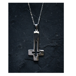 UP SIDE DOWN CROSS , HOLLOW DESIGN - NECKLACE