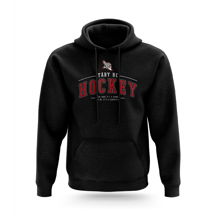 Svart hoodie, THC- text logo