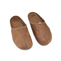 OmaKing Wide Toe Leather Slippers (Brown)