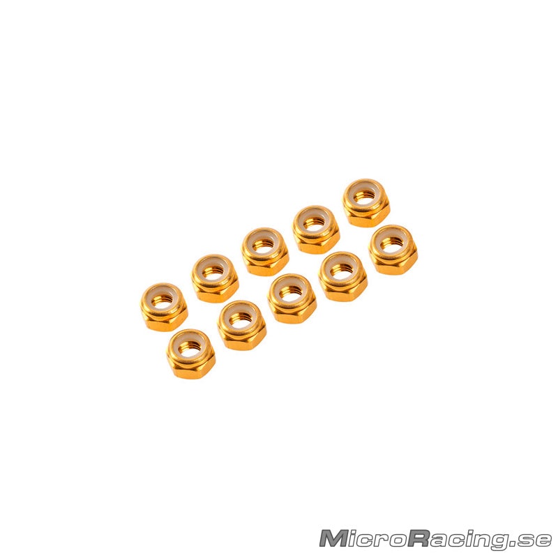 ULTIMATE RACING - M4 Nylon Nut, Gold, Aluminum (10pcs)
