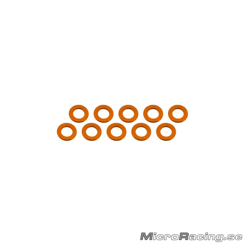 ULTIMATE RACING - M3x6x0.5mm Washer, Orange, Aluminum (10pcs)