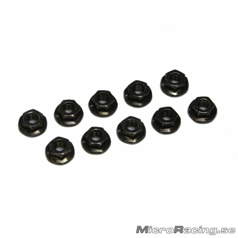 KYOSHO - M3x3.7mm Nut, Flanged, Black, Steel (10pcs)