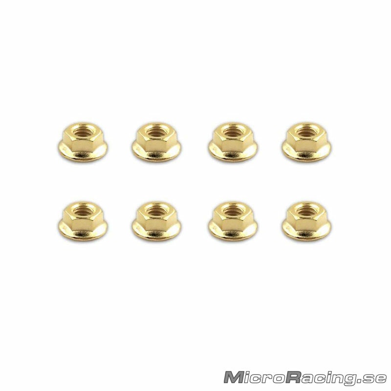 T-WORK`S - M4 Nut, Flanged, Gold, Steel (8pcs)