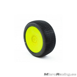 PROCIRCUIT - Addictive V2, Super Soft - 1/8 Buggy, preglued on yellow rims (1pair)