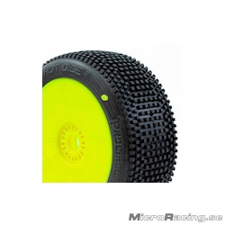 PROCIRCUIT - Hot Dice V2, Soft - 1/8 Buggy, preglued on yellow rims (1pair)