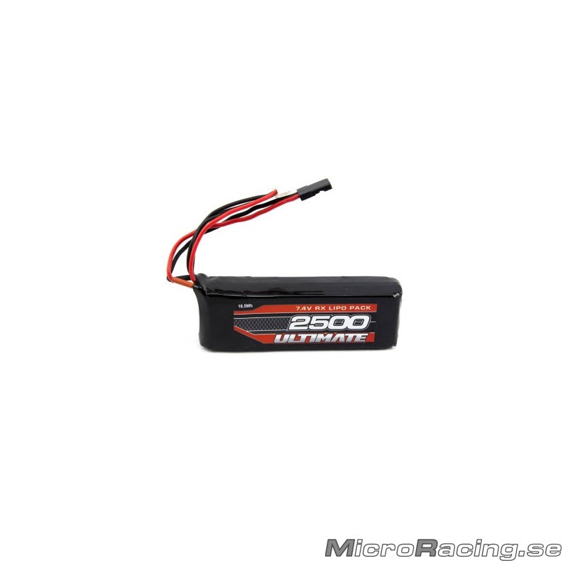 ULTIMATE RACING - Battery LiPo, Flat Receiver Pack 7.4V/2500mAh (Connector JR style)