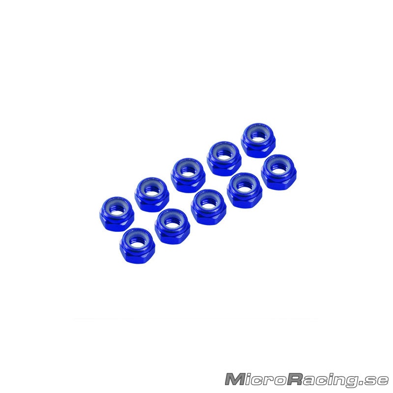 ULTIMATE RACING - M3 Nylon Nut, Blue, Aluminum (10pcs)
