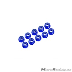 ULTIMATE RACING - M3 Nylon Nut, Blue, Aluminum (10pcs)