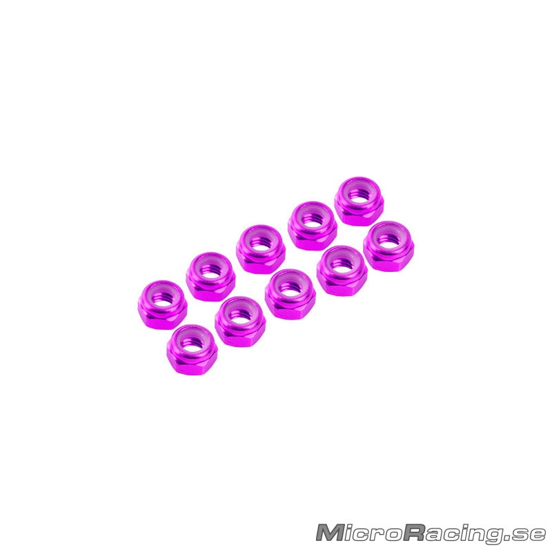 ULTIMATE RACING - M3 Nylon Nut, Pink, Aluminum (10pcs)