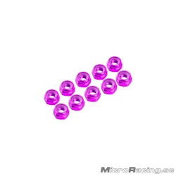 ULTIMATE RACING - M3 Nylon Nut, Pink, Aluminum (10pcs)