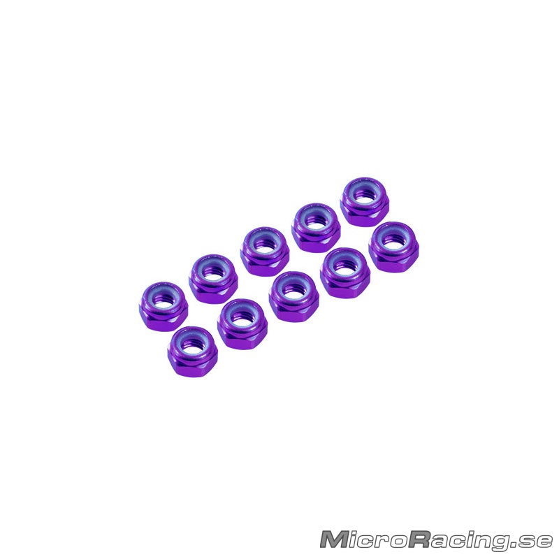 ULTIMATE RACING - M4 Nylon Nut, Purple, Aluminum (10pcs)