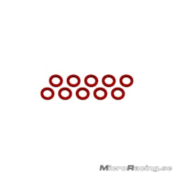 ULTIMATE RACING - M3x6x0.5mm Washer, Red, Aluminum (10pcs)