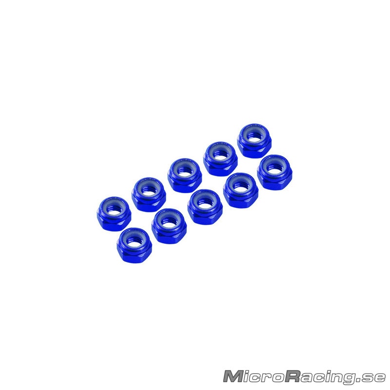 ULTIMATE RACING - M4 Nylon Nut, Blue, Aluminum (10pcs)