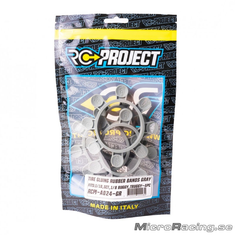 RC-PROJECT - Tyre Glue Bands, Grey, 1/8 & 1/10 Buggy (4pcs)