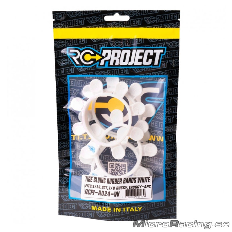 RC-PROJECT - Tyre Glue Bands, White, 1/8 & 1/10 Buggy (4pcs)