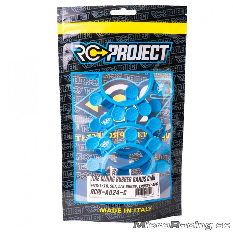 RC-PROJECT - Tyre Glue Bands, Cyan, 1/8 & 1/10 Buggy (4pcs)