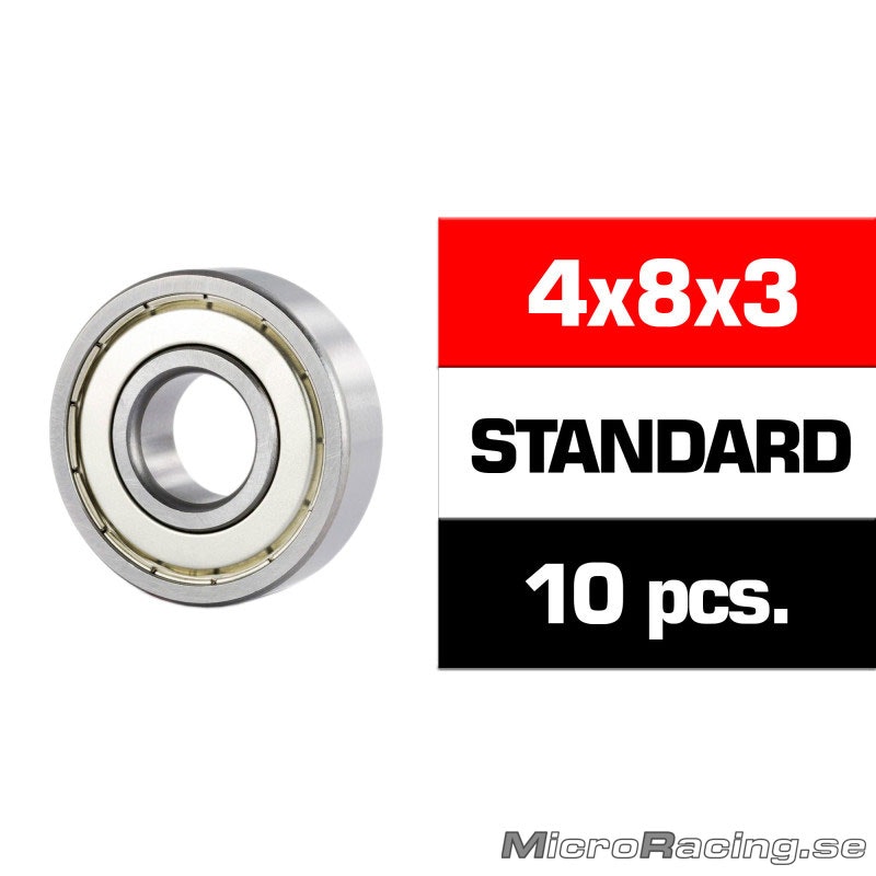 ULTIMATE RACING - 4x8x3mm "Hs" Metal Shielded Bearing Set (10pcs)