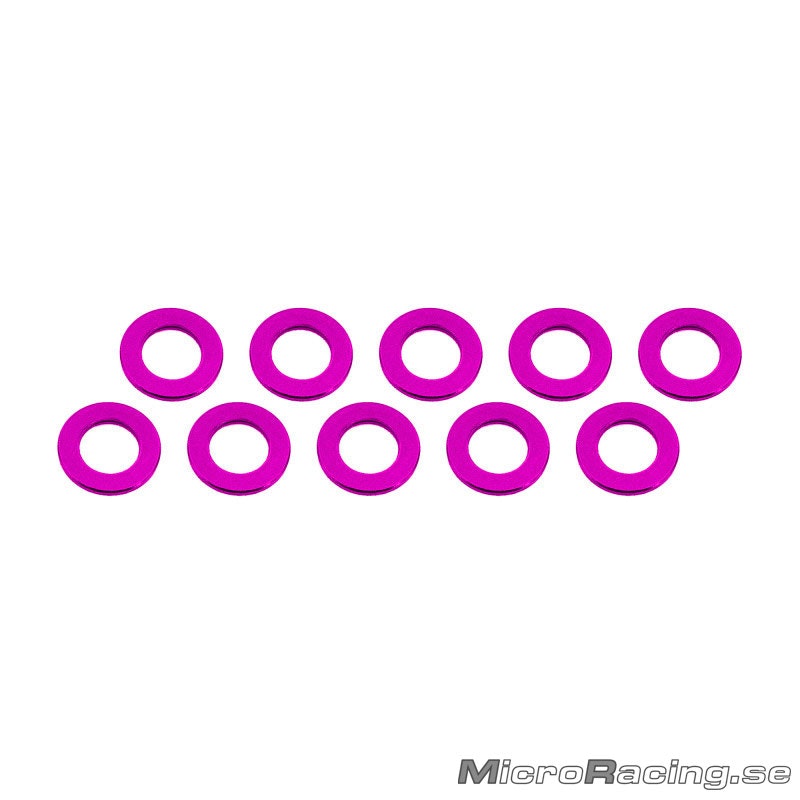 ULTIMATE RACING - M3x6x0.5mm Washer, Pink, Aluminum (10pcs)