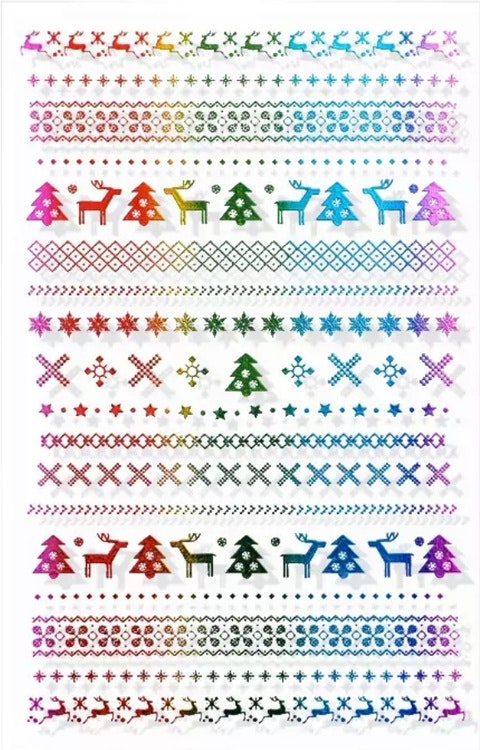 Christmas Colorful Rainbow  Nail Art Sticker - Design ZO-02