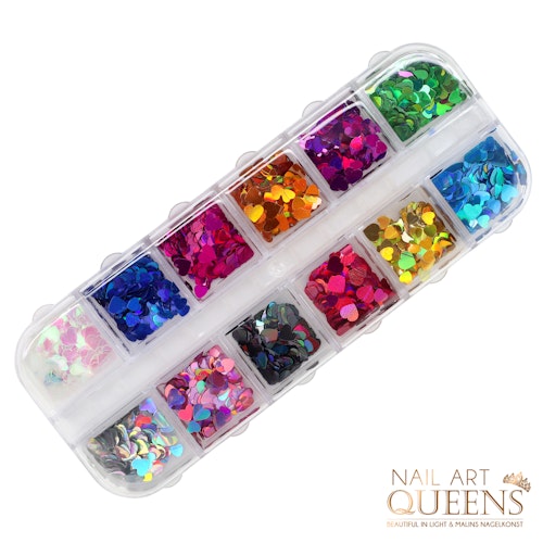 Glitter Hearts Multicolor 12PCS